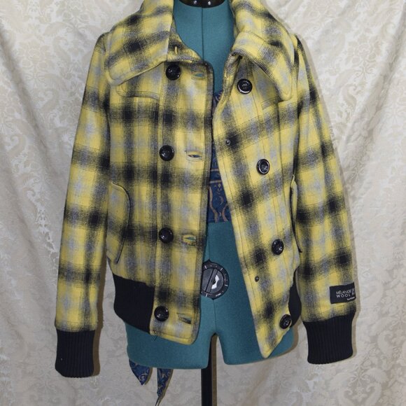 90’s Le Chateau Yellow Plaid Bomber Jacket - Picture 15 of 16